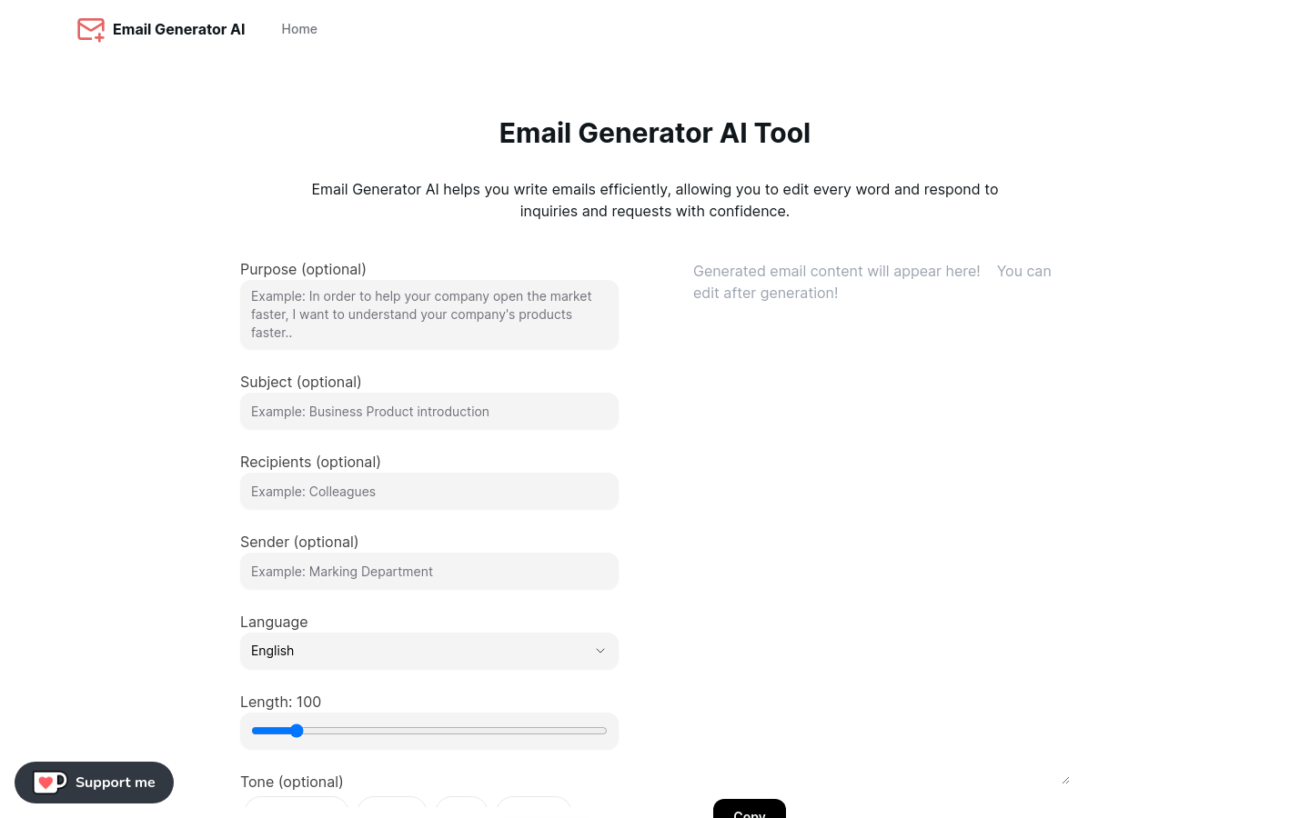 Email Generator AI Tool